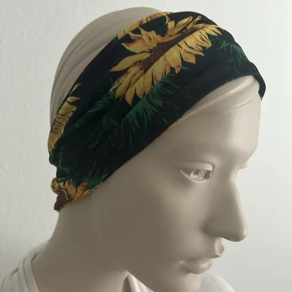 Vibrant Sunflower Wide Boho Stretch Headband - Picture 5 of 11